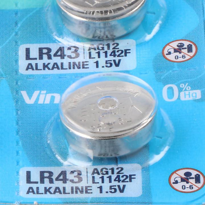 Actual product image Vinnic 10er Set LR43, VA12GA, 186, 84, LR1142, G12, AG12, L1142, RW84, D186 (10 pcs., LR43, 80 mAh)