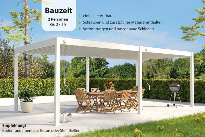 Produktbild Weide Pergola Deluxe Plus 3.6x7.2m mit Lamellendach Weiss (360 cm, 720 cm)