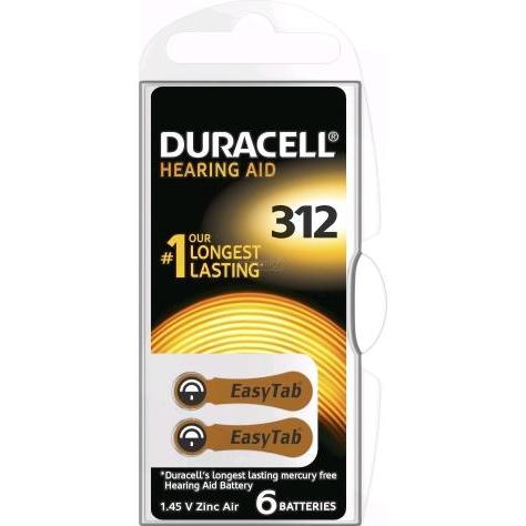 Duracell Activair DA 312, confezione da 6 (6 pz., A312), Batterie + pile