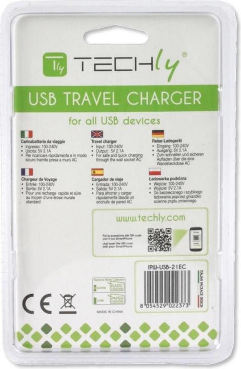 Image du produit Techly Chargeur USB fin, 5V 2.1A (10.50 W, 2 ports)