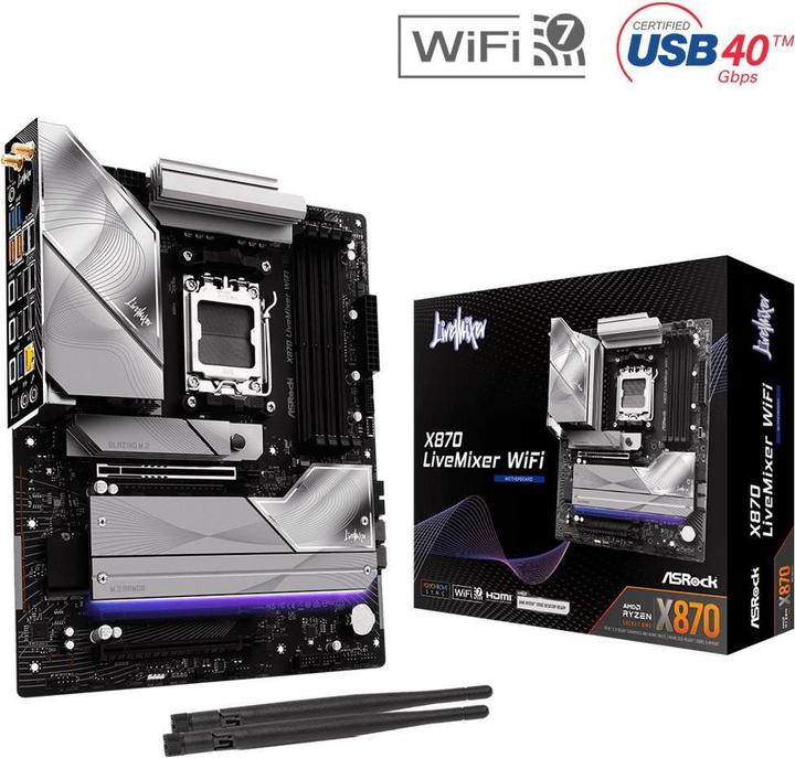 Productafbeelding AsRock Mainboard X870 LiveMixer WiFi (AM5, AMD X870, ATX)