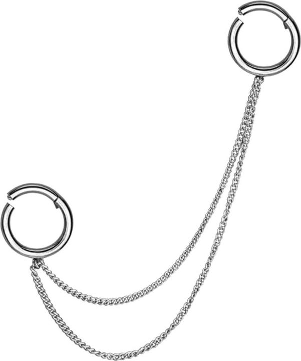 Image du produit Star Piercing Micro Segmentringe klappbar silber zwei Verbindungsketten Basic (Acier chirurgical 316L, sans laiton)