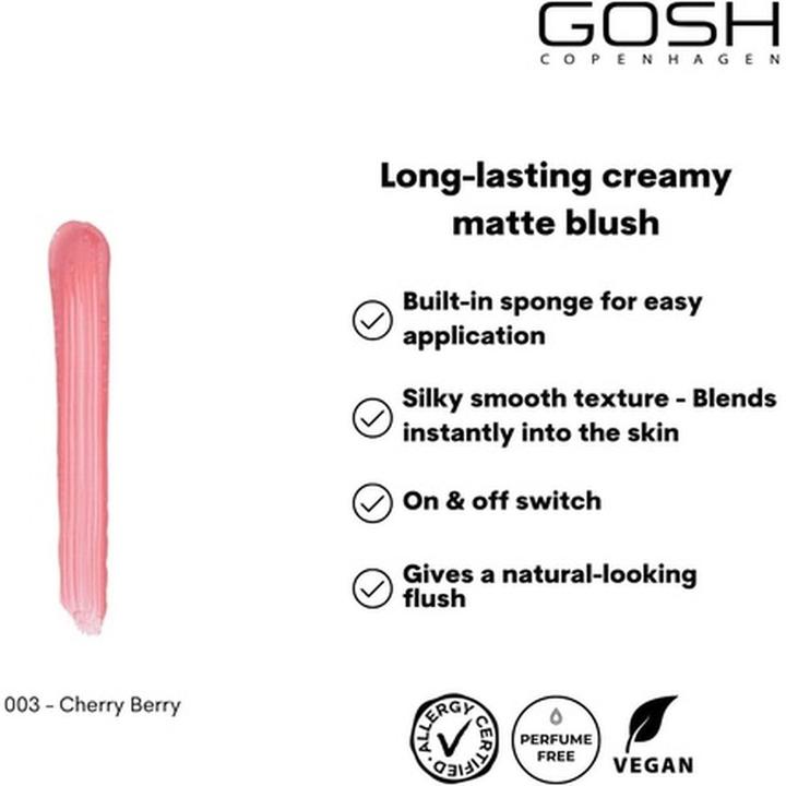 Produktbild Gosh GOSH Matte Blush Up róż w kremie do twarzy 003 Cherry Berry 14ml (003 Cherry Berry)