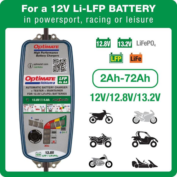 Actual product image Tecmate Optimate Lithium 12.8V - 6A Onderhoudende Acculader Druppellader - TM390 (12V, 6 A)