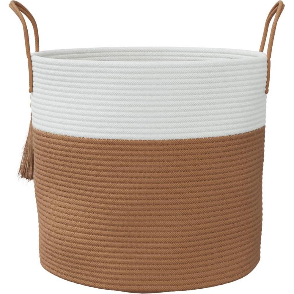 VidaXL, Aufbewahrungskorb, Aufbewahrungskorb Braun und Weiss Ø40x35 cm (Ø 40 x 35 cm)