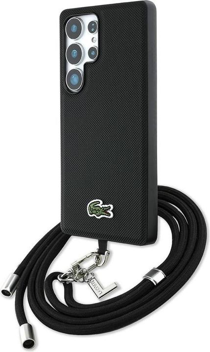 Lacoste Case Iconic Petit Pique Woven Logo CBDY Strap MagSafe to Samsung Galaxy S25 Ultra black (Samsung Galaxy S25 Ultra)