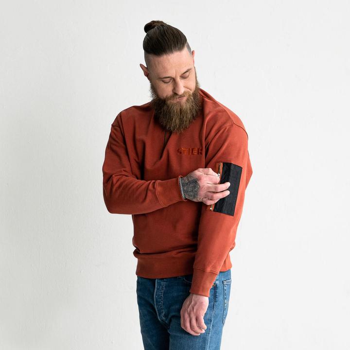 Produktbild Stier Oversized Zip Sweater Functional Pocket organic cotton M Deep Red (M)