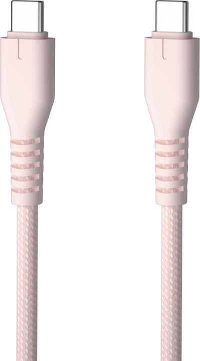 Actual product image Qualo nylon cable USB-C - USB-C 1.5m 3A pink QKN-CC-16 (1.50 m, 60 W)