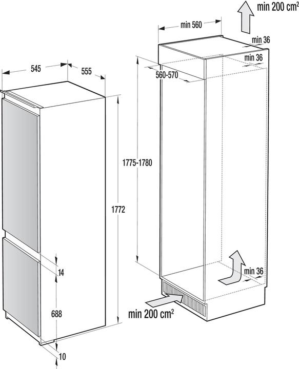 Gorenje NRKI5182EA1 Fridge-freezer combination built-in fixed door 177 cm (248 l)