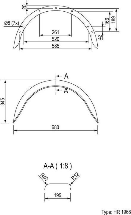 Actual product image ProPlus Mudguard metal semicircular