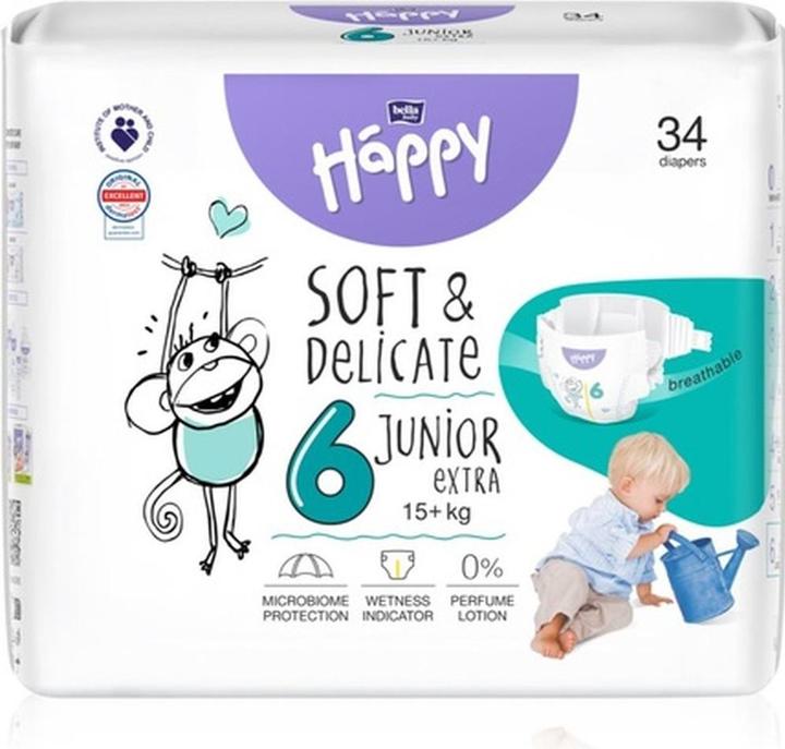 Produktbild Bella Baby Happy Soft&Delicate Size 6 Junior Extra Disposable Diapers - 15+ kg, 34 pcs (Körperlotion)