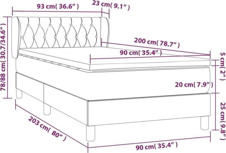 Produktbild vidaXL Boxspringbett (90 x 200 cm)