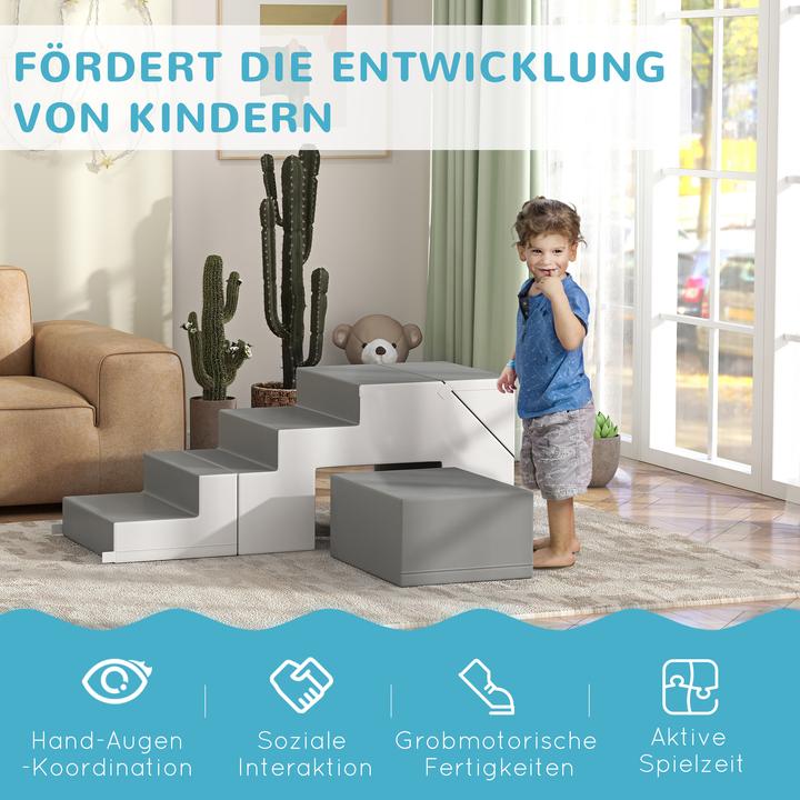 Actual product image Homcom Kinder-Softplay-Set Kunstleder, Schaumstoff Grau