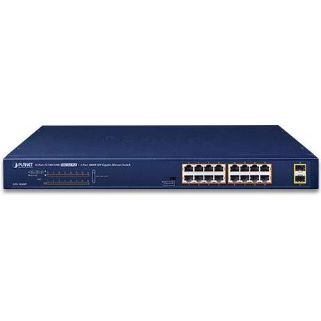 Thumbnail - Planet GSW-1820HP Netzwerk-Switch Unmanaged Gigabit Ethernet (10/100/1000) Blau 1U Power over Ethernet (PoE (18 Ports), ...