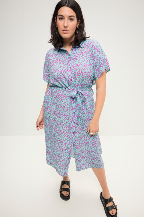 Produktbild Studio Untold Hemdblusen-Midikleid, oversized, zweifarbiger Print, Bindegürtel (50, 52)