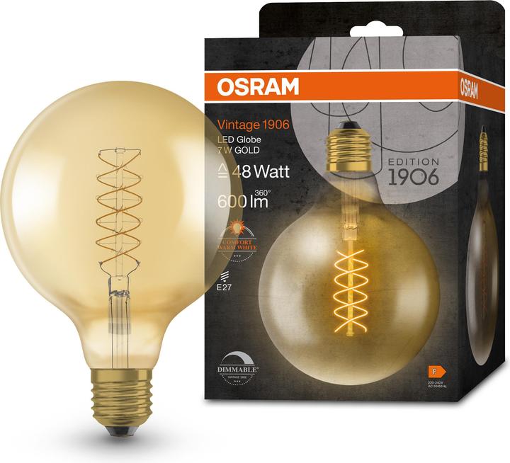 Immagine prodotto Osram Globo a filamento vintage 1906 Led Classic Slim (E27, 7 W, 600 lm, 1 x, F)