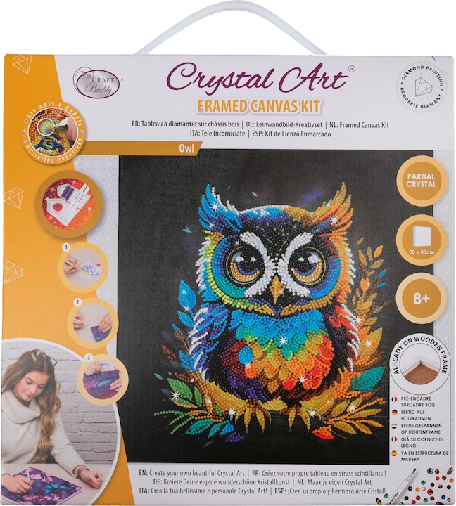 Produktbild Craft Buddy Eule, 30x30cm Crystal Art Kit