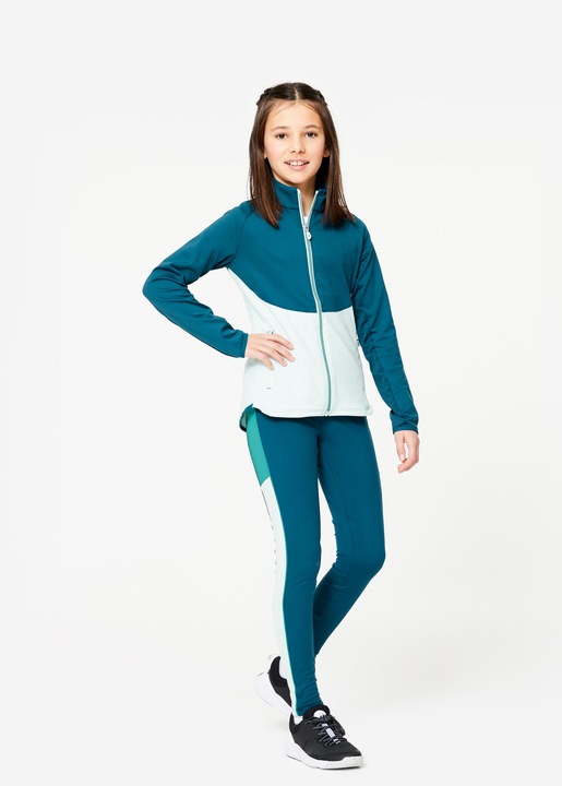 Image du produit Decathlon Veste de survêtement fille cintrée - bleu/vert (122)