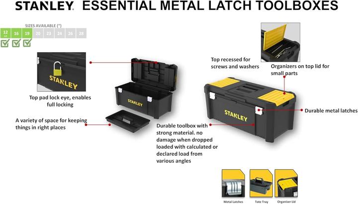 Actual product image Stanley Tool Box / Tool Case (12.5",18cmX13cmX32.5cm), Tool Box with Metal Closures, O (1 pieces)