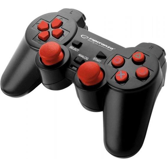 Esperanza EGG107R - 5901299947197 TROOPER VIBRATION GAMEPAD FOR PC COMPUTERS/PS3 RED (PS3, PC), Gaming Controller, Schwa...