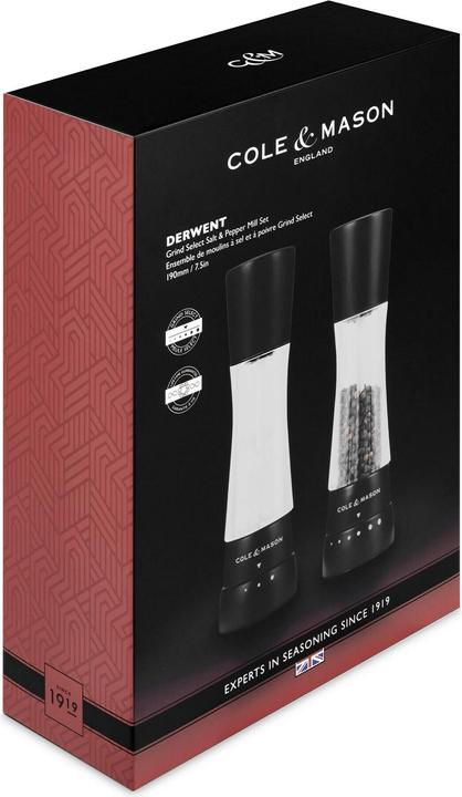 Produktbild Cole & Mason Cole&Mason Salz- und Pfeffermühle Derwent 19 cm, Schwarz matt (Pfeffer, Salz)
