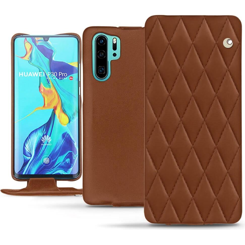Noreve Lederschutzhülle vertikal (Huawei P30 Pro), Smartphone Hülle, Braun
