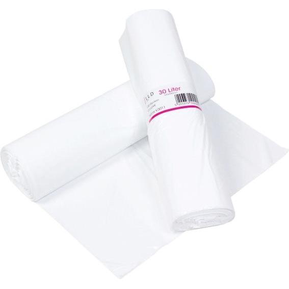 Nordiskt Papper AB Abfallbeutel, 30 l, 52 x 58 cm, 12 my, weiss, Rolle mit 100 Beuteln, Abfallsack