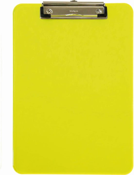 Produktbild Maul Klemmbrett neon, DIN A4, transparent-gelb aus Kunststoff, flache, vernickelte Bügelklemme (22.6 x 31.8 cm)
