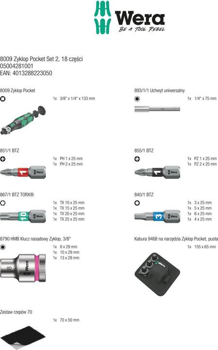 Energie-Label Wera 8009 Zyklop Pocket Set 2 (3/8")
