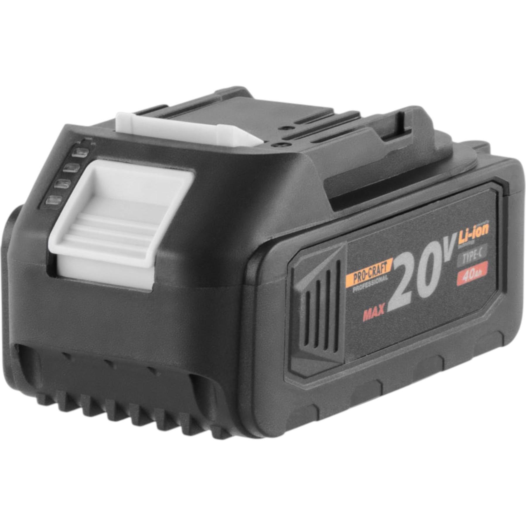 Procraft, Batteria + Caricatore, Batteria 20/4C 20 V 4,0 Ah / 4000 mAh Li-ion con indicatore di carica (20 V)