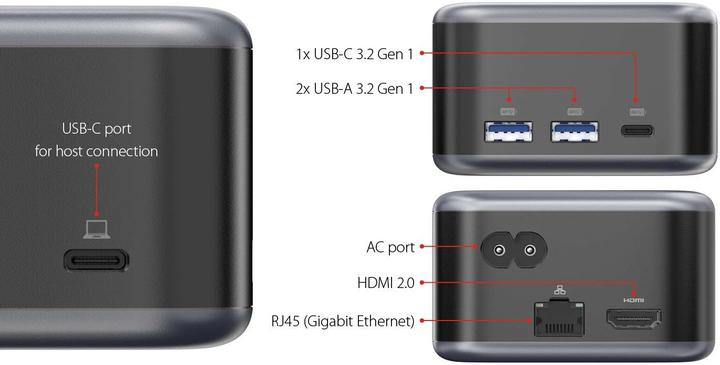 Produktbild LMP PowerDock Schwarz (USB-C, 5 Ports)