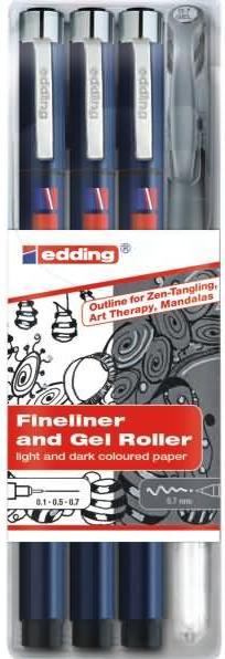 Immagine prodotto Edding Fineliner Profipen 1800 3 pezzi, nero (Argento, Nero, 3x)