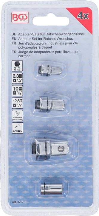 Actual product image BGS Adaptor Set for Ratchet Wrenches 4 pcs. (10 mm, 13 mm, 19 mm)