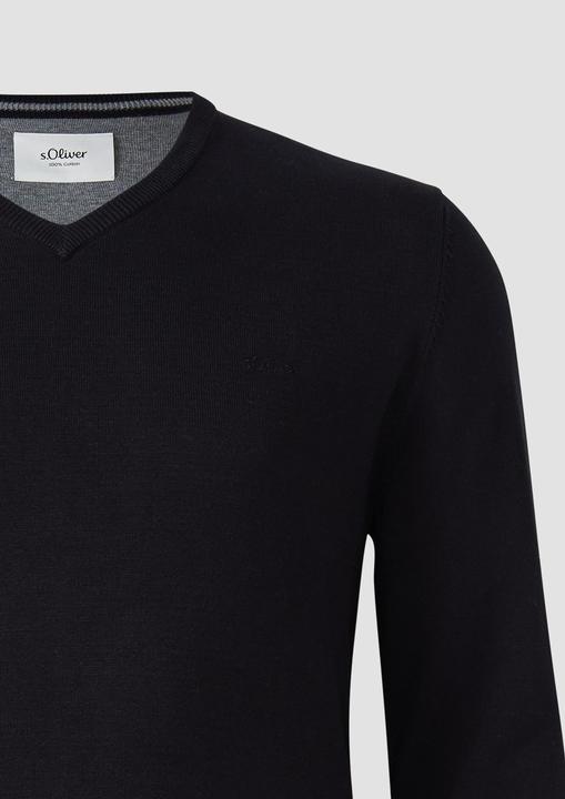 Produktbild s.Oliver Strickpullover Strickpullover mit Logo-Stickerei (XXL)