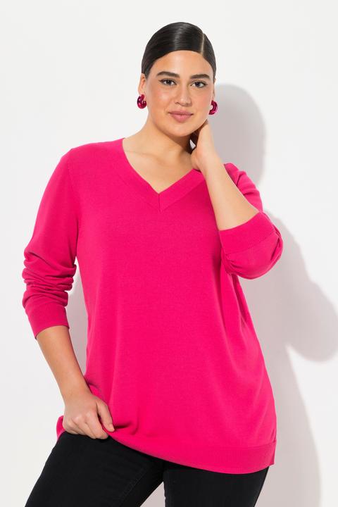 Actual product image Ulla Popken Casual V-Neck Long Sleeve Sweater (54)