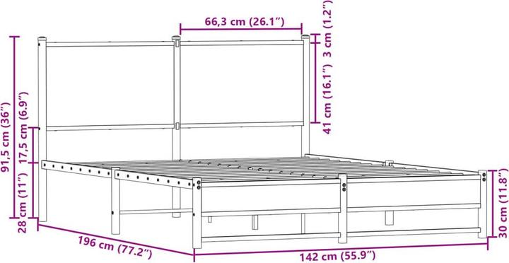 Actual product image vidaXL Bettgestell (137 x 190 cm)