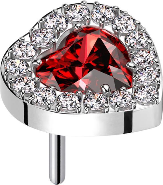 Immagine prodotto Star Piercing Cuore di cristallo argento Threadless con cristalli rossi argento (Titanio, senza ottone)