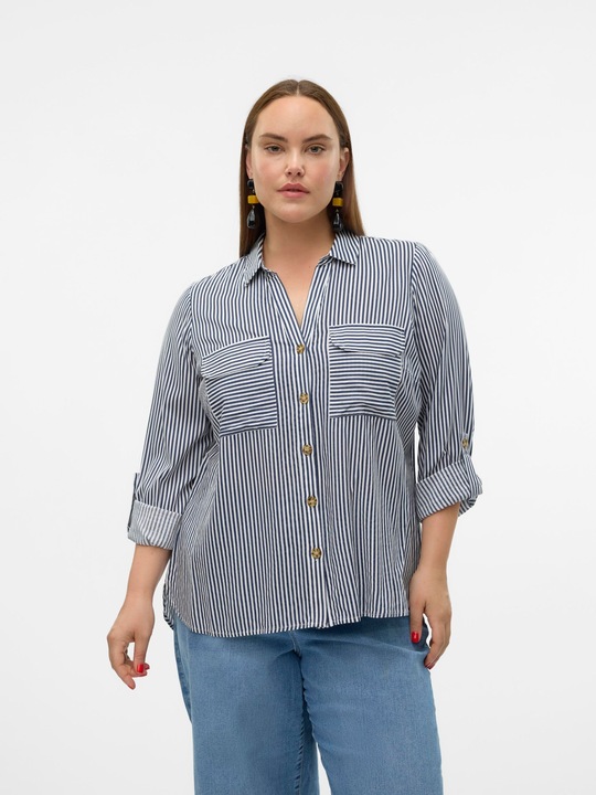 Produktbild Vero Moda Normal geschnitten Hemdkragen Curve Ärmel mit Umschlag Hemd Hemd (44)