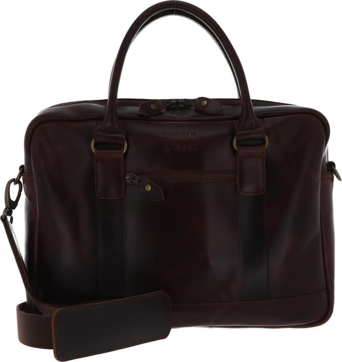 Actual product image Buckle & Seam Leather Business Briefcase Everett Brown / Stripe (13")