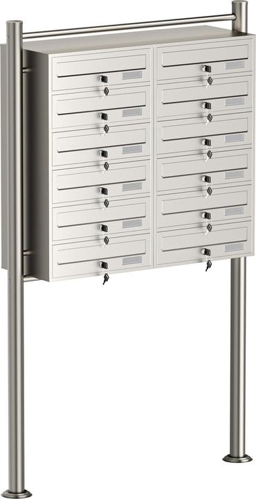 Wiltec 12 letterbox system stainless steel 2x6 compartments free-standing letterbox Letterbox