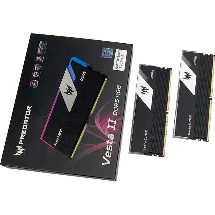Acer Predator Vesta II RGB (2 x 16GB, 6000 MHz, DDR5-RAM, DIMM), RAM, Schwarz