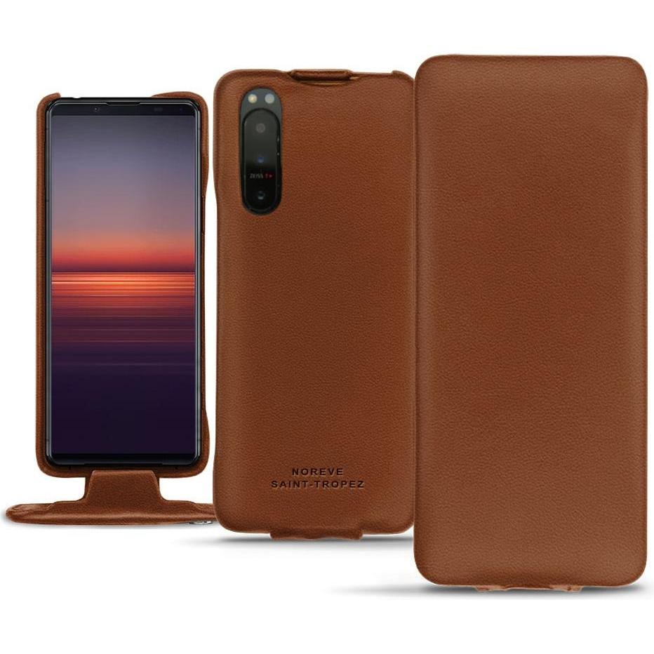 Noreve Lederschutzhülle vertikal (Sony Xperia 5 II), Smartphone Hülle, Braun