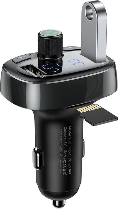 Baseus Transmitter FM T-typed S-09 Bluetooth (black)