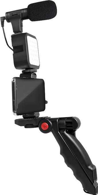 Image du produit LogiLink Kit vlogger avec lumière LED, microphone + trépied, pour smartphones 4,77