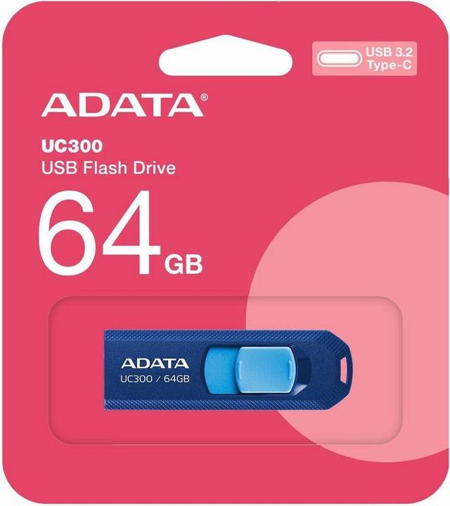 Image du produit Adata ACHO-UC300-64G-RNB/BL Lecteur flash USB Type-C 3.2 Gen 1 (3.1 Gen 1) Bleu (64 Go, USB-C)