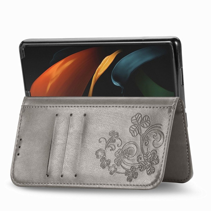 Produktbild König Design Hülle Handy Schutz für Samsung Galaxy Z Fold3 5G Case Cover Tasche Etuis Grau (Samsung Galaxy Z Fold3)