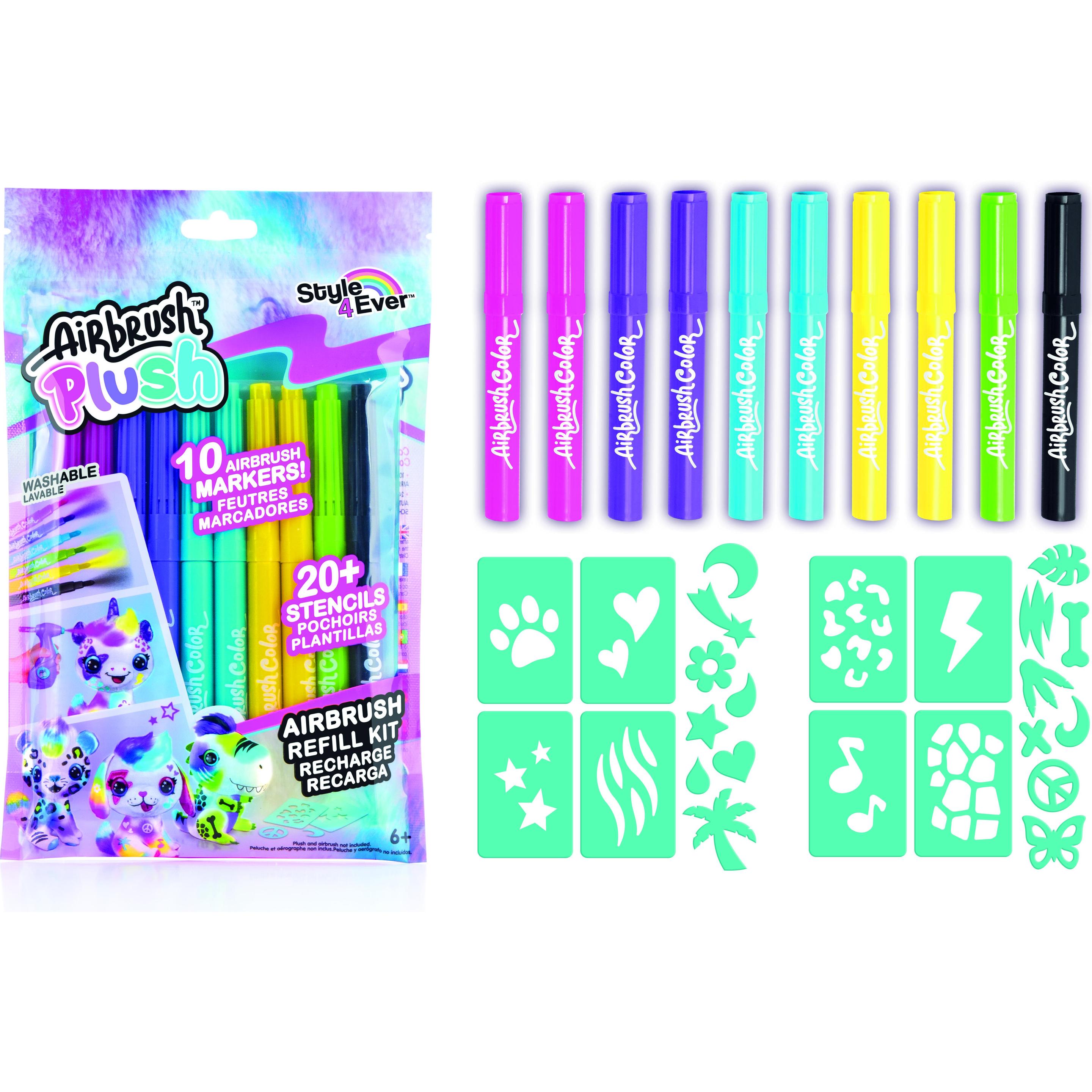 Thumbnail - Canal Toys, Malstifte, Airbrush Plush - Nachfüllset 10 Stifte (256) (Violett, Türkis, Gelb, Grün, Schwarz, 10 x)