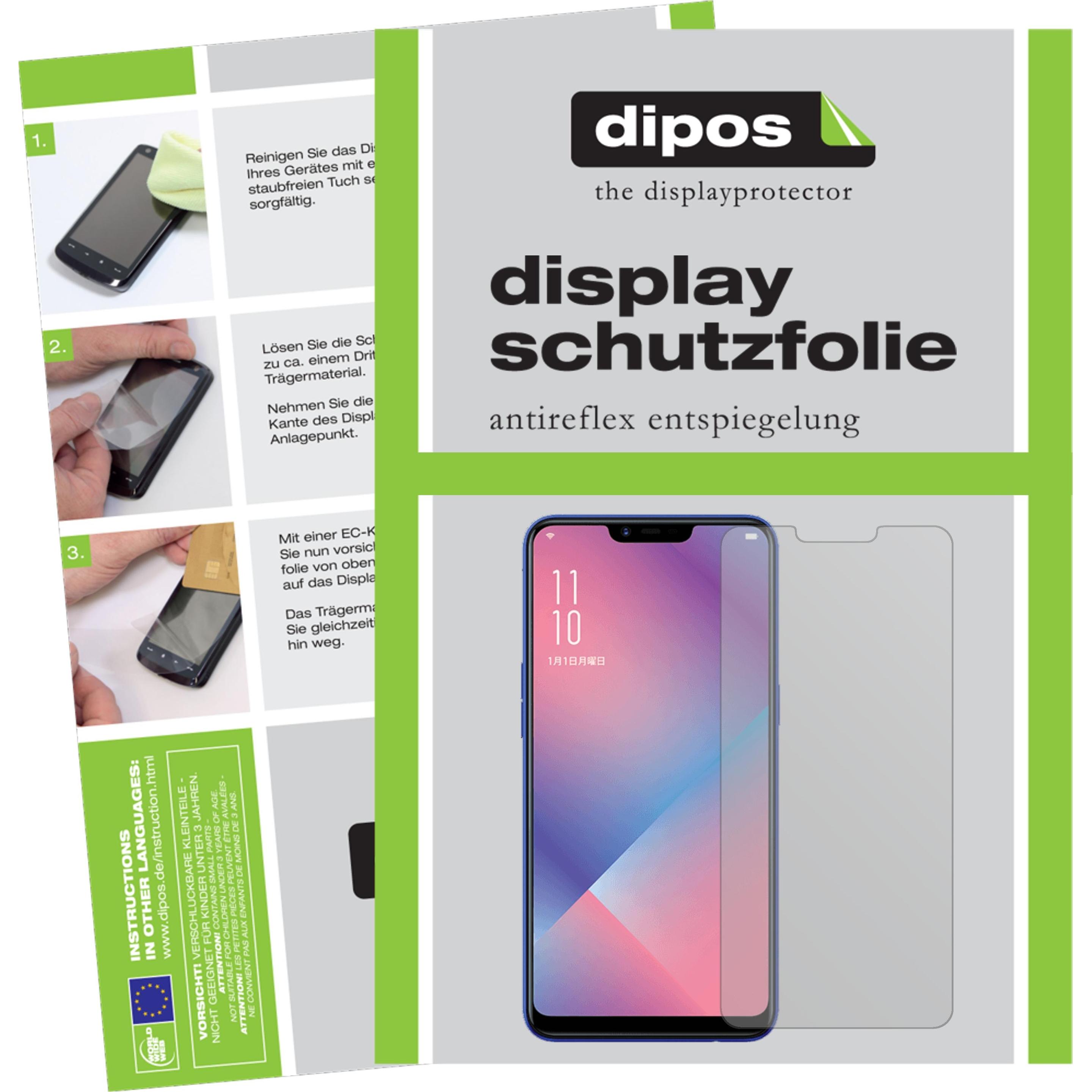 Dipos Displayschutzfolie Antireflex (5 Stück, Oppo R15 Neo), Smartphone Schutzfolie, Transparent