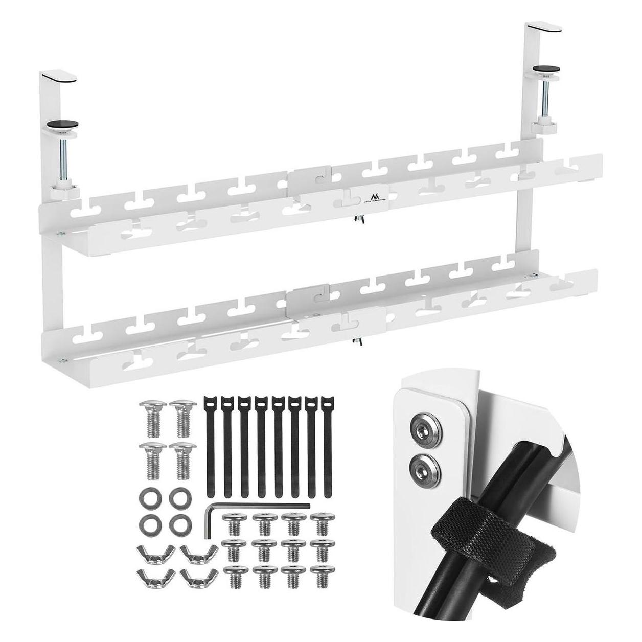 Maclean ORGANIZER PODBIURKOWY NA KABLE MAX. OBCIĄŻENIE 5KG MAX. 728MM 2 POZIOMY BIAŁY MC-102 W (MC-102 W)