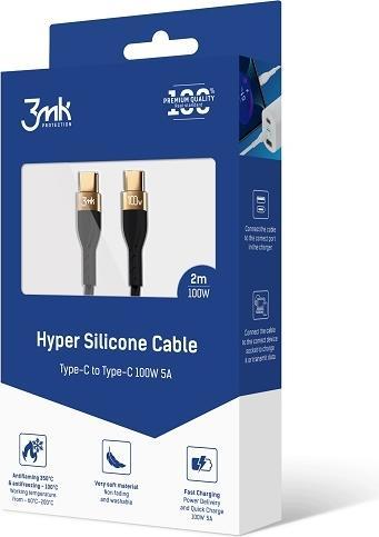 Produktbild 3MK HyperSilicone Cable USB-C/USB-C kabel 2m 100W Czarny/Black (2 m, USB 2.0, 100 W)